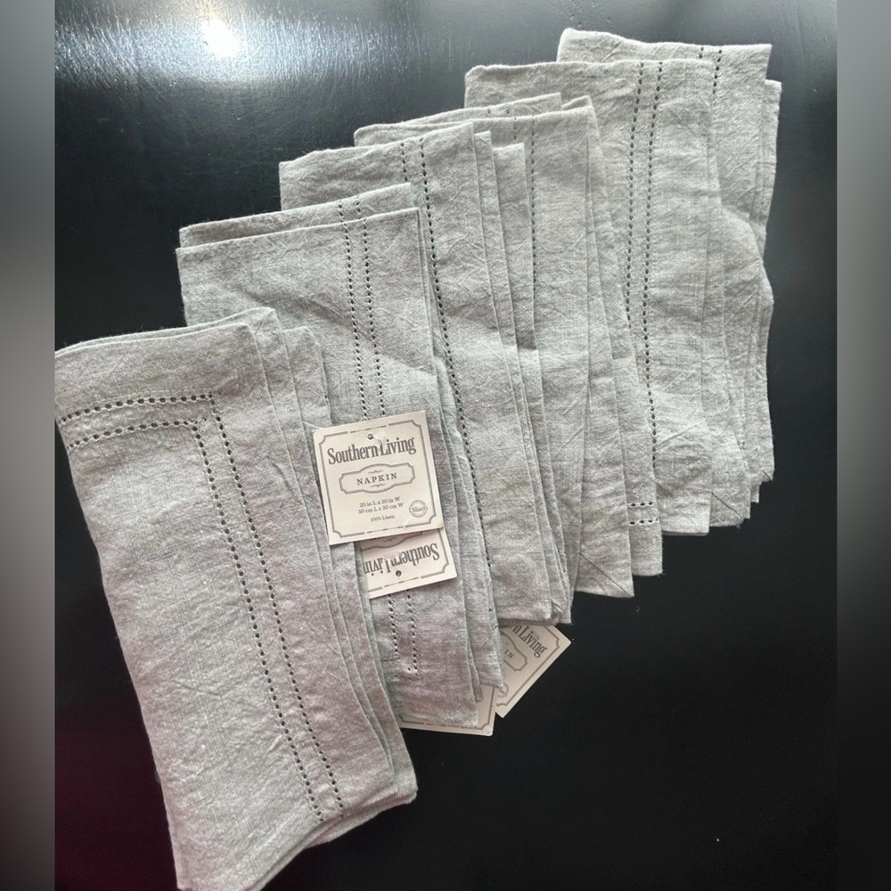 New Southern Living Linen Cloth Napkins 6 Heather Gray 20”‎ x 20” NWT